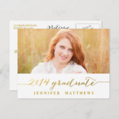 Or simple | Invitation de la fête de graduation (Devant / Derrière)