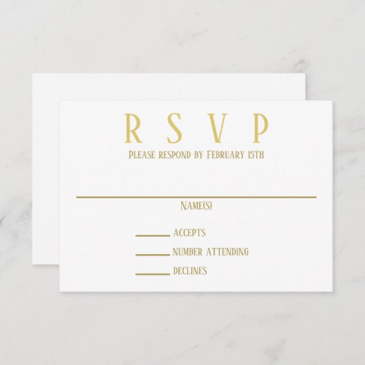 Or simple - Invitation RSVP (Devant / Derrière)