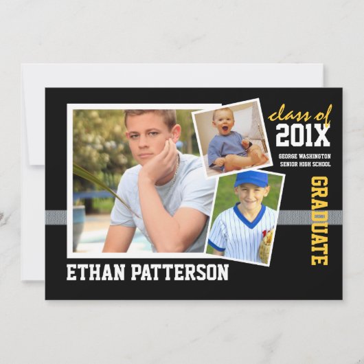 Or sportif de noir de faire-part d'obtention du (Devant)