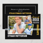 Or sportif de noir de faire-part d'obtention du (Devant / Derrière)