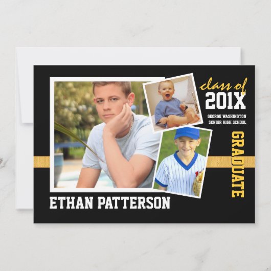 Or sportif de noir de faire-part d'obtention du (Devant)