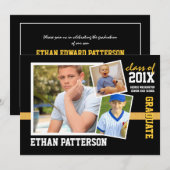 Or sportif de noir de faire-part d'obtention du (Devant / Derrière)