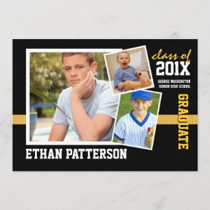 Or sportif de noir de faire-part d'obtention du