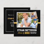 Or sportif de noir de faire-part d'obtention du (Devant / Derrière)