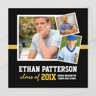 Or sportif de noir de faire-part d'obtention du