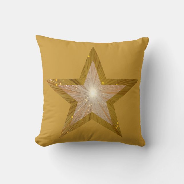 "Or" Star imprimé lancer oreiller carré or (Recto)