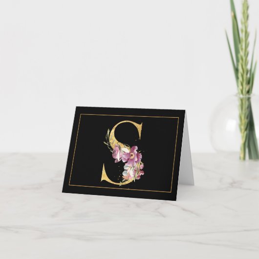 OR sur NOIR AVEC NIP MONOGRAMME FLORAL S (Devant)