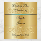 Or sur or Floral Mariage Étiquette de vin or (Étiquettes simples)