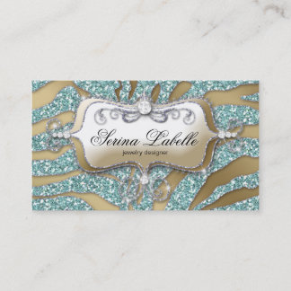 Or Teal 2 de zèbre de carte de visite de bijoux