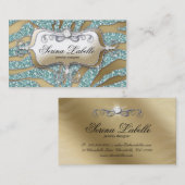 Or Teal 2 de zèbre de carte de visite de bijoux (Devant / Derrière)
