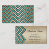 Or Teal d'étincelle de Chevron de carte de visite (Devant / Derrière)