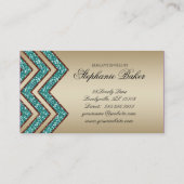 Or Teal d'étincelle de Chevron de carte de visite (Dos)