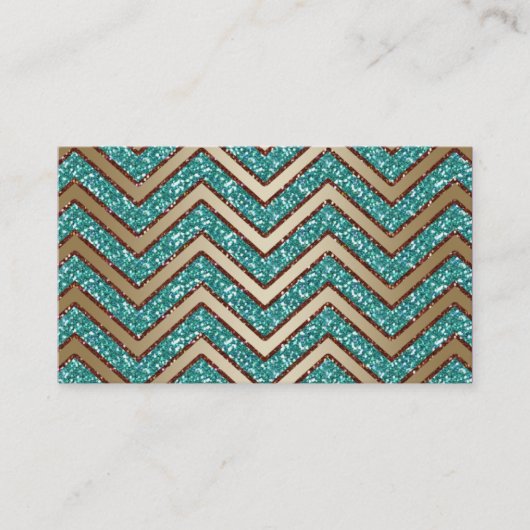 Or Teal d'étincelle de Chevron de carte de visite (Devant)