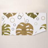 Or tropical : aquarelle de feuille de monstère (Serviette de bain)