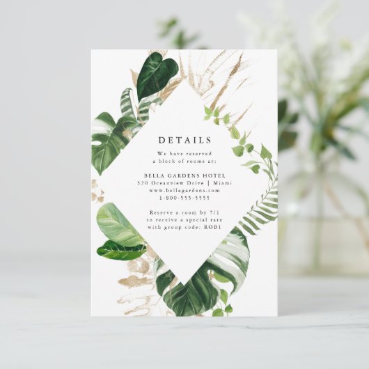 Or tropical | Carte de détails Mariage (Debout devant)