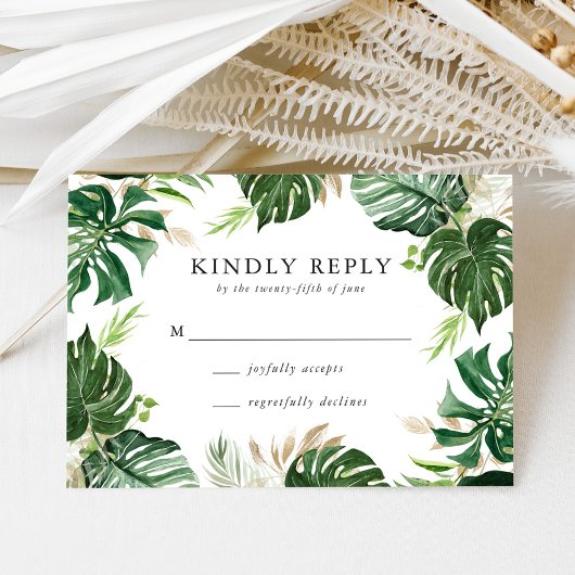 Or tropical | Carte RSVP de mariage