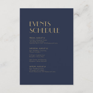 Or Type Deco Programme de Mariage Navy Foncé