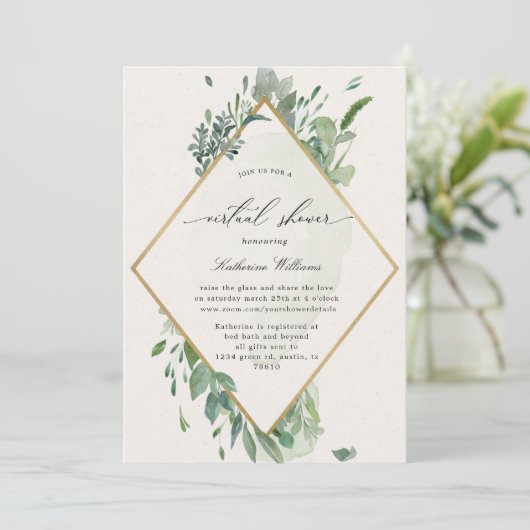 or verdure baby shower virtuel Invitation (Debout devant)