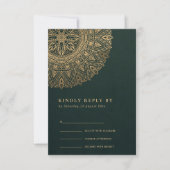 OR VERT CLASSIQUE ORNATE MANDALA MARIAGE RSVP (Devant)