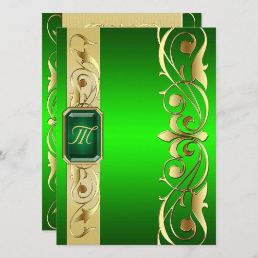 Or vert de duc grand bijou et invitation verte (Devant / Derrière)