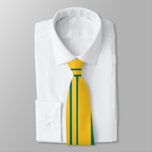 Or, Vert foncé Cravate rayée rétro (Attaché)