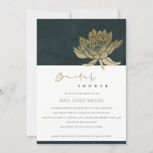 OR VERT LOTUS FLORAL FÊTE DES MARIÉES INVITATION