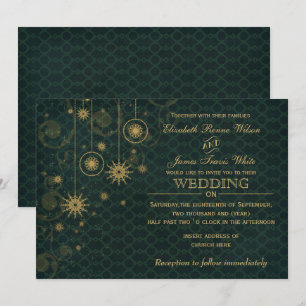 or vert Snowflakes invitations de mariage hivernal
