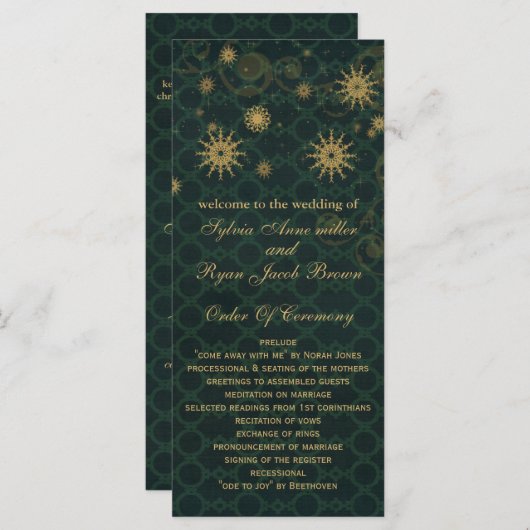 or vert Snowflakes programmes de mariage longueur  (Devant / Derrière)