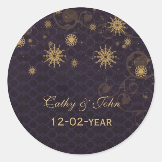 or violet Snowflakes mariage favoritisme stickers (Devant)