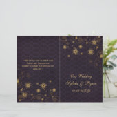 or violet Snowflakes programmes de mariage pliés (Debout devant)