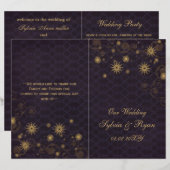 or violet Snowflakes programmes de mariage pliés (Devant / Derrière)