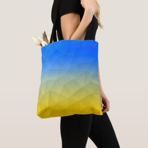 Oraal geel blauw geometrisch maaspatroon draagtas