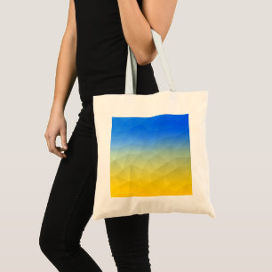 Oraal geel blauw geometrisch maaspatroon tote bag