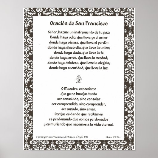 Oracion de San Fransisco Poster (Voorkant)