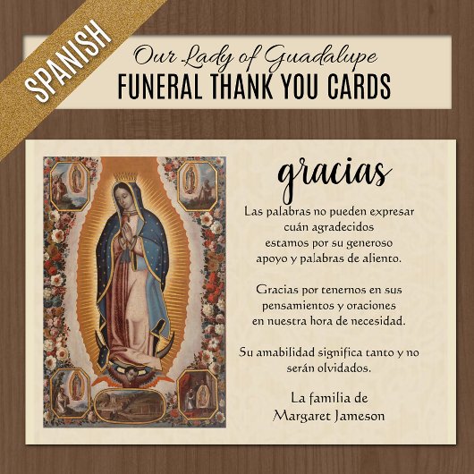 Oraciones Fúnebres con Nuestra Señora de Guadalupe Bedankkaart