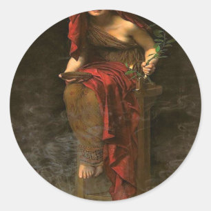 Oracle Priestess of Delphi Pythia in high Priestes Ronde Sticker