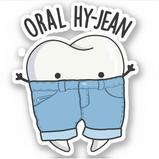 Oral Hy-jean Funny Tooth Pun Sticker (Voorkant)