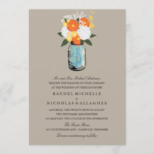 Oranage Yellow Citrus Bloom Mason Jar Weddenscha Kaart