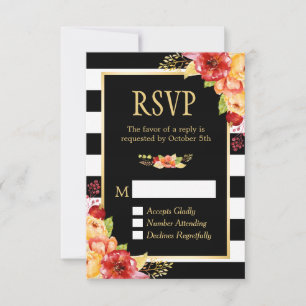 Orang d'or d'automne Rouge Floral B&W Stripes RSVP