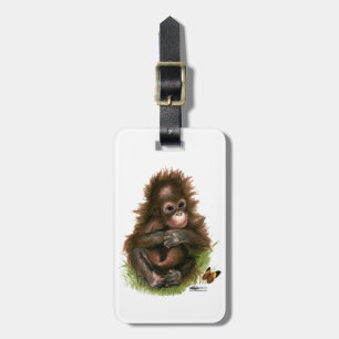 Orang-oetan Baby en Vlinder Bagagelabel