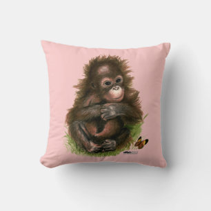 Orang-oetan Baby en Vlinder Kussen