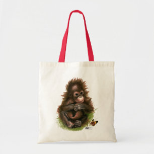 Orang-oetan Baby en Vlinder Tote Bag