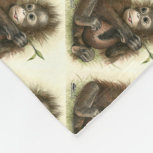 Orang-oetan Baby Met Bladeren Fleece Deken