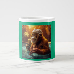 Orang-oetan bij het zwembad met ijskegel extra grote beker