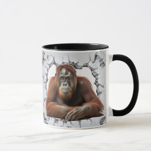 Orang-oetan in een gebarsten muur mok