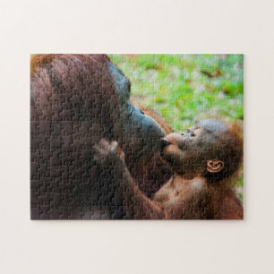 Orang-oetan moeder en baby legpuzzel