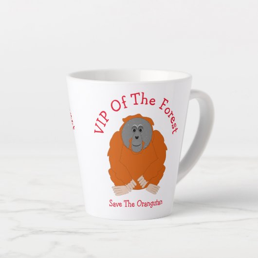 Orang-oetan ontwerp gepersonaliseerd latte mok (Rechterhoek)