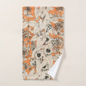 Orang White Graphic Flowers Pattern Bad Handdoek (Handdoek)