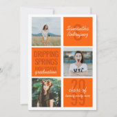 Orange 3-Photo Fun Boxes Graduation Invitation (Devant)
