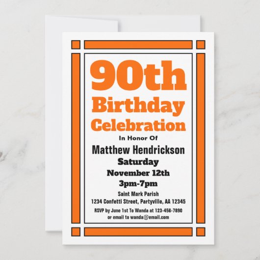 Orange 90e anniversaire Invitation (Devant)